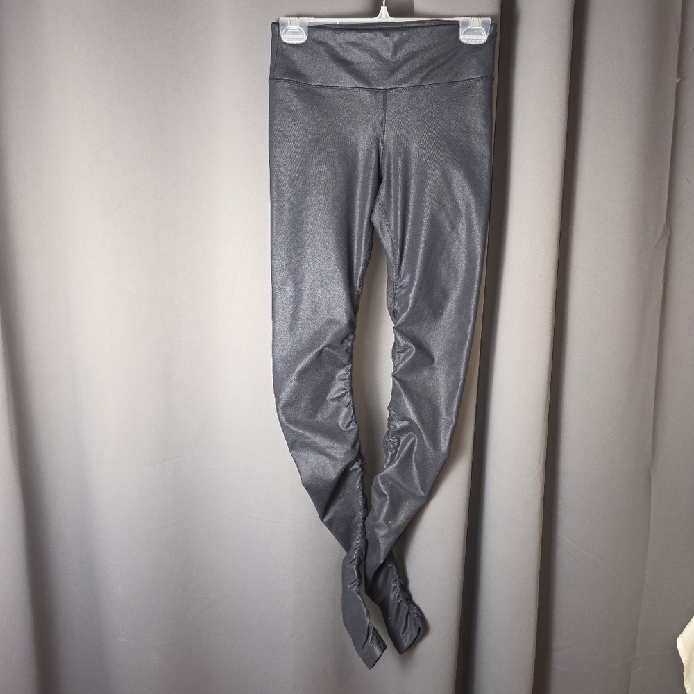Alo Yoga Goddess Legging XS Black Glossy High Waist Airbrush Scrunch Ruched